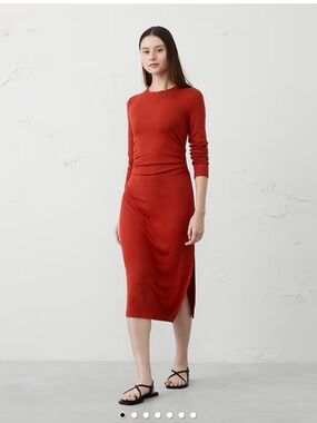 Banana Republic Red Long Sleeve Midi Dress